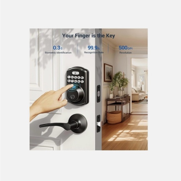 Veise Fingerprint Door Lock with 2 Lever Handles- Keyless Entry Door Lock - Picture 2 of 10